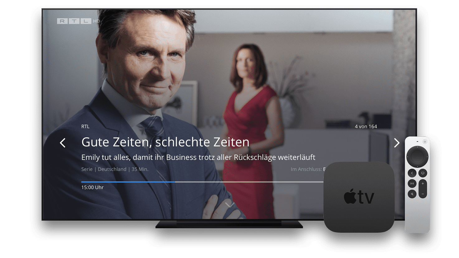 Fernsehen auf dem Apple TV 4K mit der waipu.tv-App.