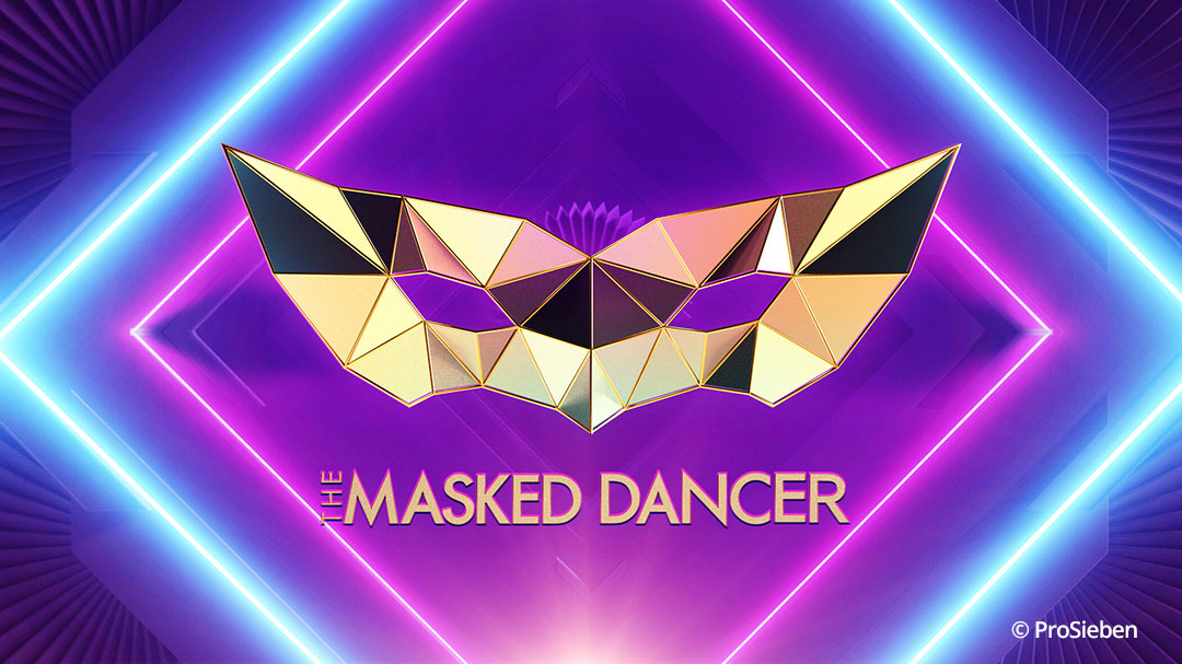 Polygone Maske und Neonlichter