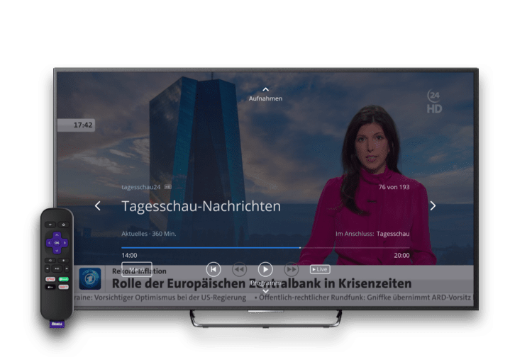 Tagesschau Livestream in der waipu.tv App für den Roku TV Stick