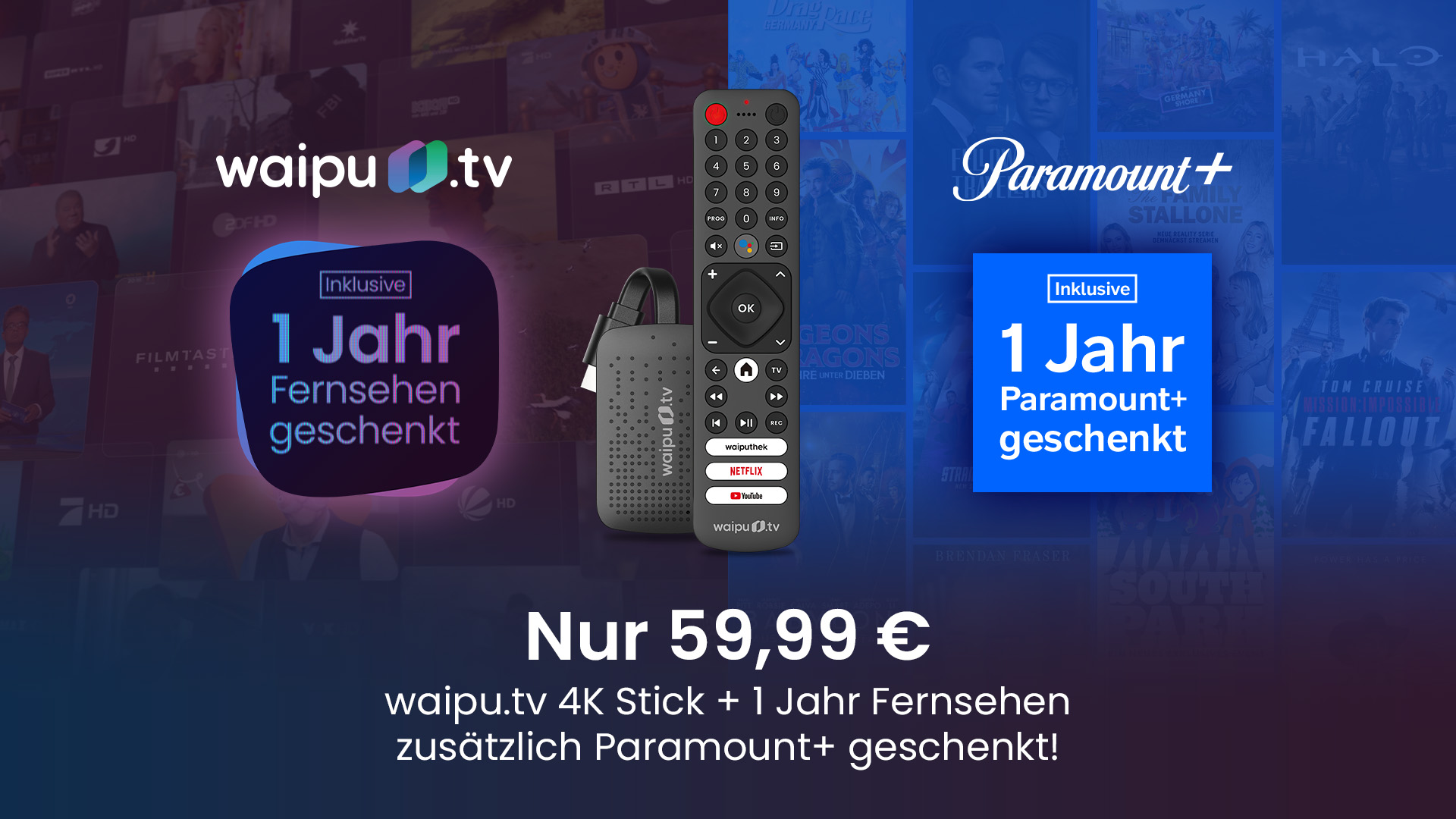 waipu.tv schenkt seinen Neukunden zwölf Monate Paramount+