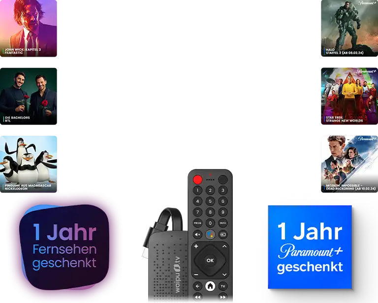 waipu.tv 4K Stick mit Perfect Plus Jahrespaket inkl. Paramount+ für nur 59,99€ einmalig (statt 250€) - nur bis 15.02.24