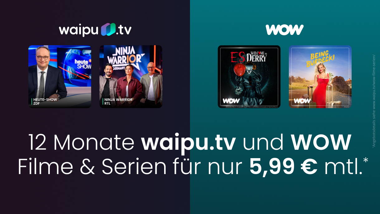 waipu.tv und WOW mit gemeinsamer Herbst-Kampagne waipu.tv und WOW präsentieren das perfekte Duo für Serien- und Filmfans.