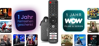 Das Angebot in der Übersicht: waipu.tv 4K Stick kaufen und 1 Jahr Fernsehen mit waipu.tv geschenkt inkl. WOW Filme & Serien